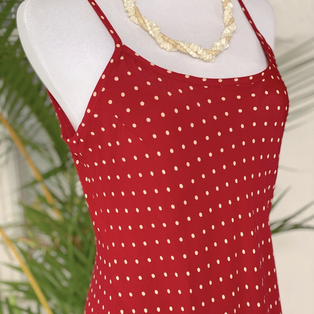 Red white Polka Dot Sleeveless Maxi - Picture 3 of 10